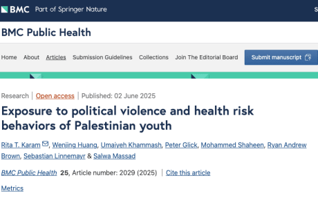 Exposure to political violence and health risk behaviors of Palestinian youth