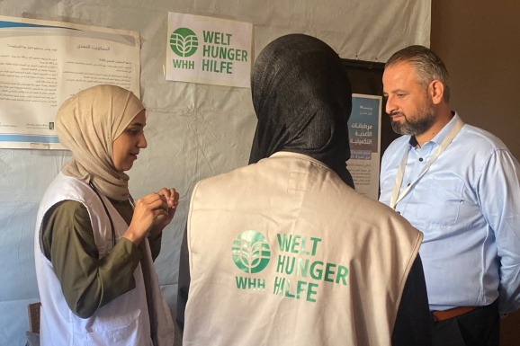 A delegation from WHH, Juzoor’s partner, visits the Juzoor Health Center in Al-Nasr, Gaza.