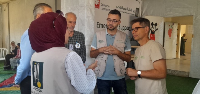 A delegation from WHH, Juzoor’s partner, visits the Juzoor Health Center in Al-Nasr, Gaza.